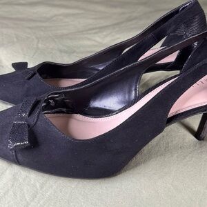 Black Suede Heels with Bow